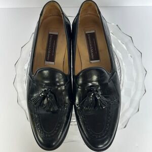 Johnston & Murphy Handcrafted Leather Tassel Loafers Black‎ Made in Italy 10.5M
